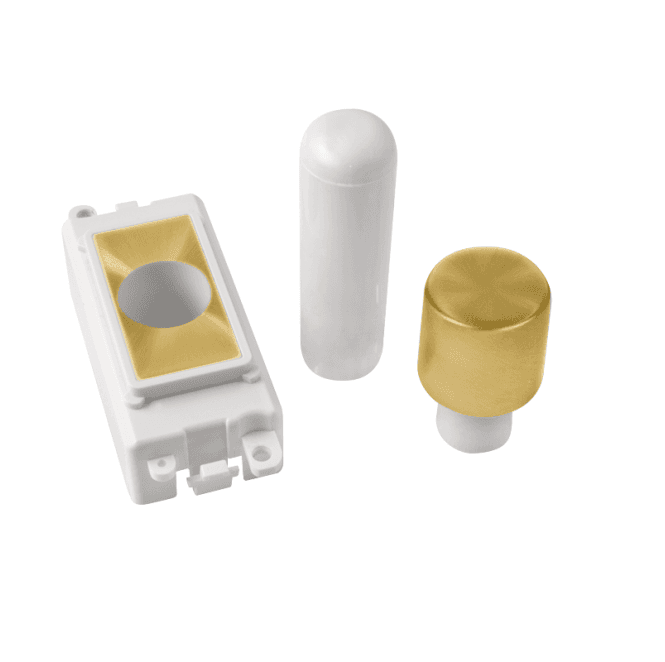 Click Switches and Sockets GM050PWSB 1 Module Dimmer Mounting Kit with White Insert in Satin Brass