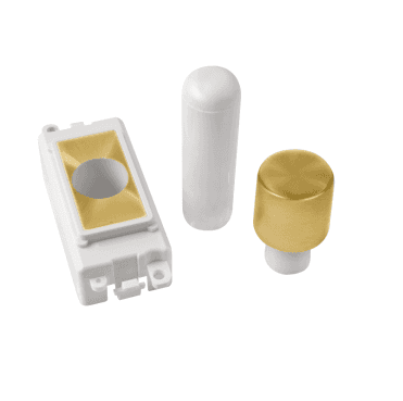 GM050PWSB 1 Module Dimmer Mounting Kit with White Insert in Satin Brass