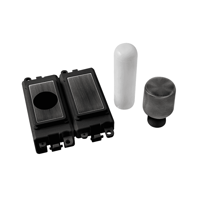 Click Switches and Sockets GM150BKBZ 2 Module Dimmer Mounting Kit with Black Insert in Matt Bronze