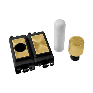 GM150BKSB 2 Module Dimmer Mounting Kit with Black Insert in Satin Brass