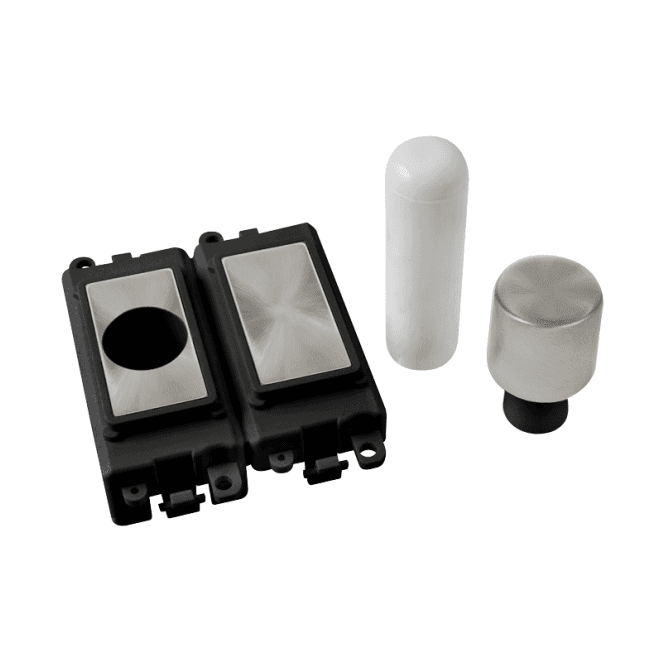 Click Switches and Sockets GM150BKSC 2 Module Dimmer Mounting Kit with Black Insert in Satin Chrome