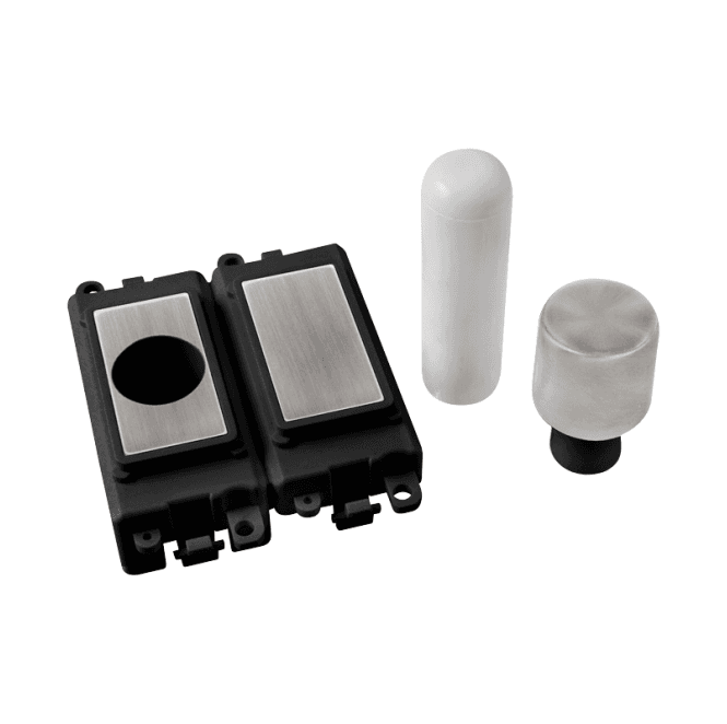 Click Switches and Sockets GM150BKSS 2 Module Dimmer Mounting Kit with Black Insert in Stainless Steel