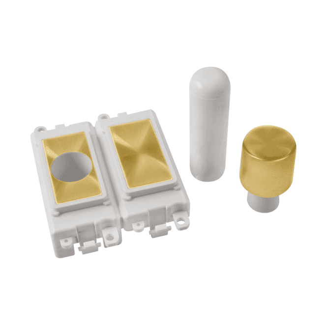 Click Switches and Sockets GM150PWSB 2 Module Dimmer Mounting Kit with White Insert in Satin Brass