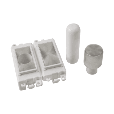 GM150PWSC 2 Module Dimmer Mounting Kit with White Insert in Satin Chrome