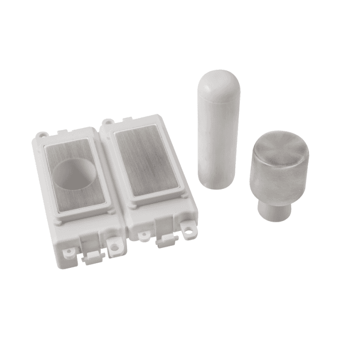 Click Switches and Sockets GM150PWSS 2 Module Dimmer Mounting Kit with White Insert in Stainless Steel