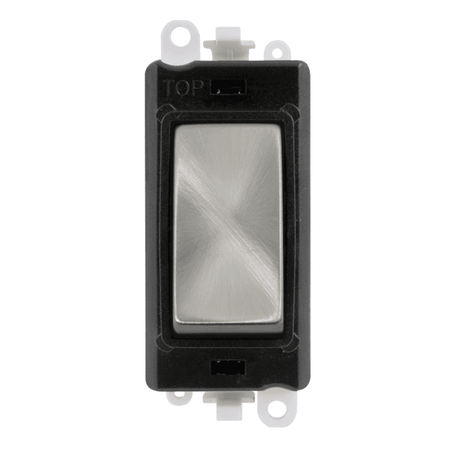 Click Switches and Sockets GM2001BKSC 20A 1W Switch Module with Black Insert inSatin Chrome
