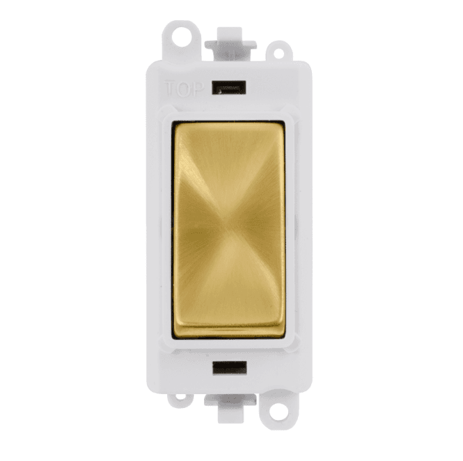 Click Switches and Sockets GM2002PWSB 20A 2W Switch Module with White Insert in Satin Brass