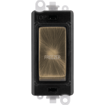GM2018BKAB-FZ 20A DP Switch Module marked "FREEZER" in Antique Brass