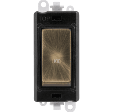 GM2018BKAB-HB 20A DP Switch Module marked "HOB" in Antique Brass