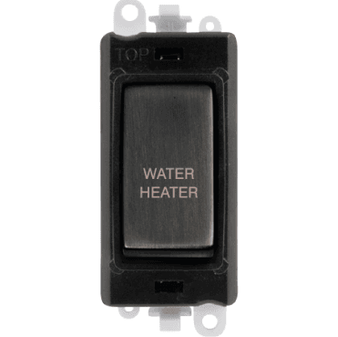 GM2018BKBZ-WH 20A DP Switch Module Marked "WATER HEATER" in Matt Bronze