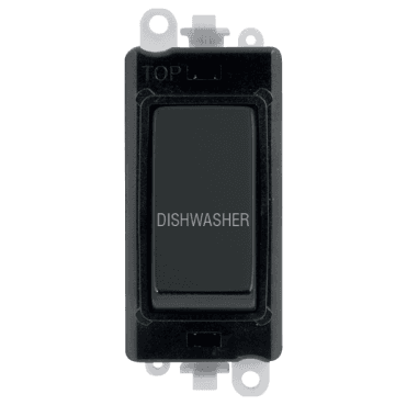 GM2018BKMB-DW 20A DP Switch Module marked "DISHWASHER" in Matt Black