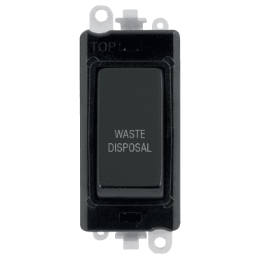 GM2018BKMB-WD 20A DP Switch Module marked "WASTE DISPOSAL" in Matt Black