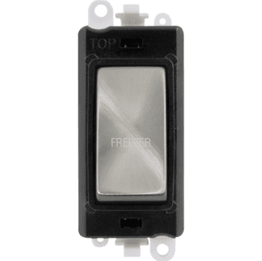 GM2018BKSC-FZ 20A DP Switch Module marked "FREEZER" with Black Insert in Satin Chrome