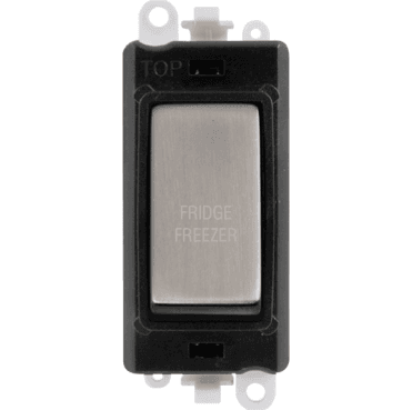 GM2018BKSS-FF 20A DP Switch Module marked "FRIDGE FREEZER" with Black Insert in Stainless Steel