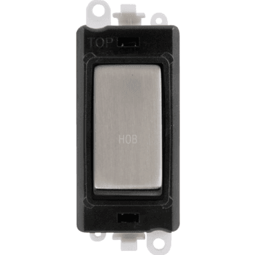 GM2018BKSS-HB 20A DP Switch Module marked "HOB" with Black Insert in Stainless Steel