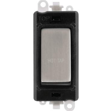 GM2018BKSS-HT 20A DP Switch Module marked "HOT TAP" with Black Insert in Stainless Steel
