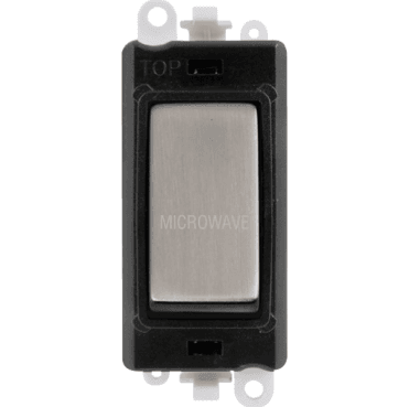 GM2018BKSS-MW 20A DP Switch Module marked "MICROWAVE" with Black Insert in Stainless Steel