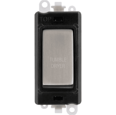 GM2018BKSS-TD 20A DP Switch Module marked "TUMBLE DRYER" with Black Insert in Stainless Steel