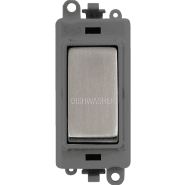 GM2018GYSS-DW 20A DP Switch Module marked "DISHWASHER" with Grey Insert in Stainless Steel