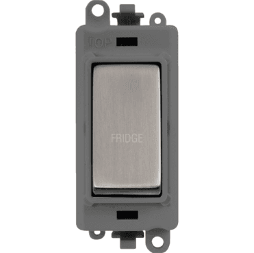 GM2018GYSS-FD 20A DP Switch Module marked "FRIDGE" with Grey Insert in Stainless Steel