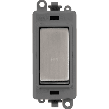 GM2018GYSS-FN 20A DP Switch Module marked "FAN" with Grey Insert in Stainless Steel