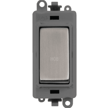 GM2018GYSS-HB 20A DP Switch Module marked "HOB" with Grey Insert in Stainless Steel