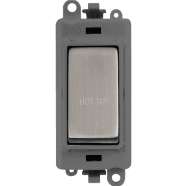 GM2018GYSS-HT 20A DP Switch Module marked "HOT TAP" with Grey Insert in Stainless Steel