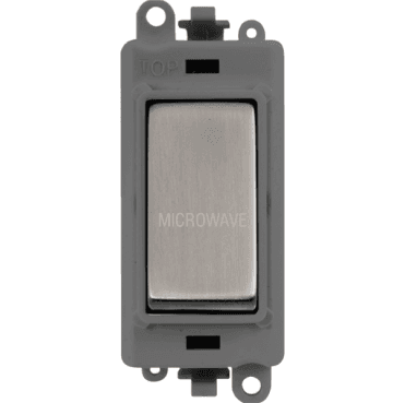 GM2018GYSS-MW 20A DP Switch Module marked "MICROWAVE" with Grey Insert in Stainless Steel
