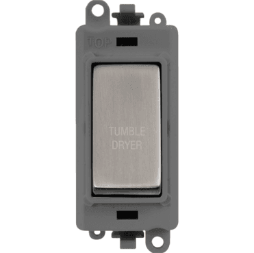 GM2018GYSS-TD 20A DP Switch Module marked "TUMBLE DRYER" with Grey Insert in Stainless Steel