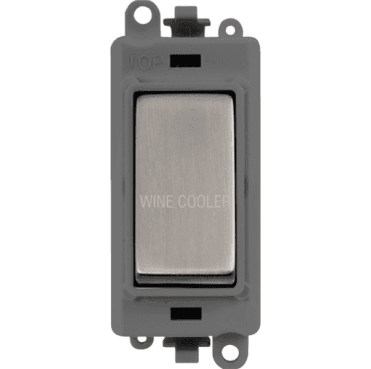 GM2018GYSS-WC 20A DP Switch Module marked "WINE COOLER" with Grey Insert in Stainless Steel