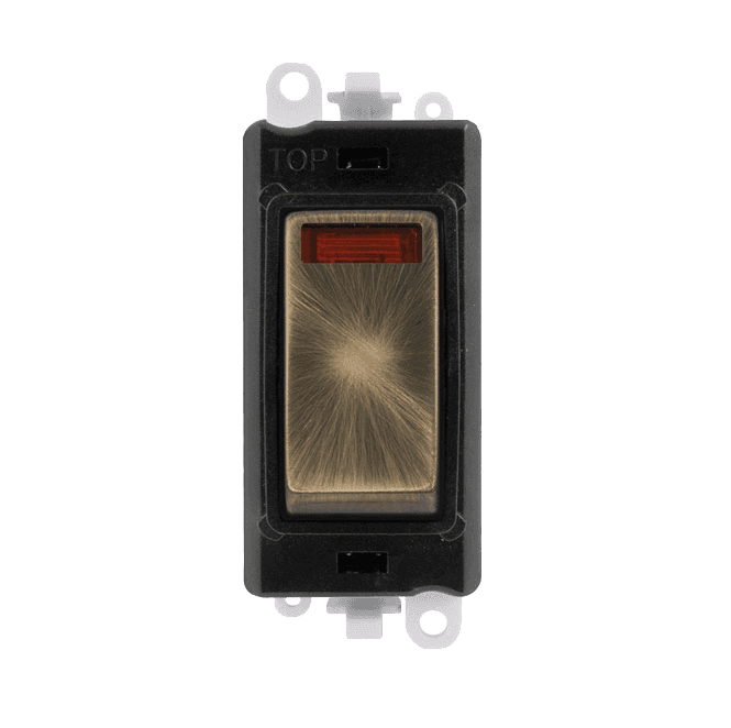Click Switches and Sockets GM2018NBKAB 20A DP Switch Module with Neon in Antique Brass