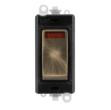 GM2018NBKAB 20A DP Switch Module with Neon in Antique Brass