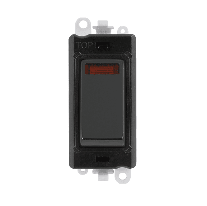 Click Switches and Sockets GM2018NBKMB 20A DP Switch Module with Neon in Matt Black