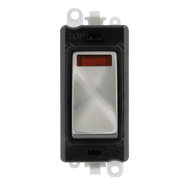 Click Switches and Sockets GM2018NBKSC 20A DP Switch Module with Neon and with Black Insert in Satin Chrome
