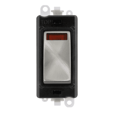 GM2018NBKSC 20A DP Switch Module with Neon and with Black Insert in Satin Chrome