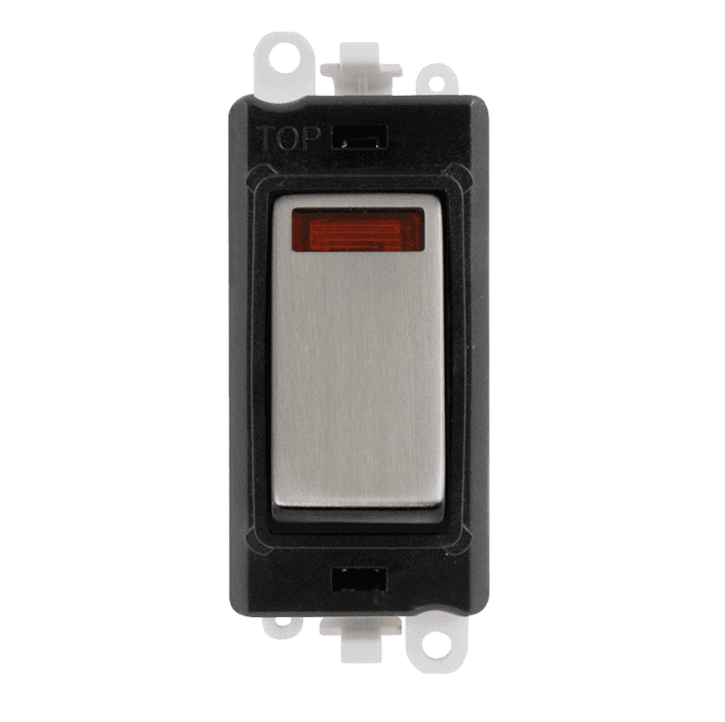 Click Switches and Sockets GM2018NBKSS 20A DP Switch Module with Neon and with Black Insert in Stainless Steel