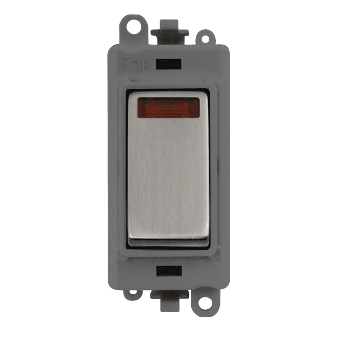 Click Switches and Sockets GM2018NGYSS 20A DP Switch Module with Neon and with Grey Insert in Stainless Steel