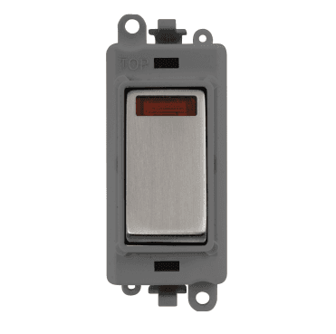 GM2018NGYSS 20A DP Switch Module with Neon and with Grey Insert in Stainless Steel
