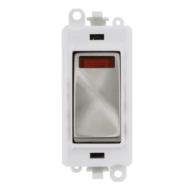 Click Switches and Sockets GM2018NPWSC 20A DP Switch Module with Neon and with White Insert in Satin Chrome