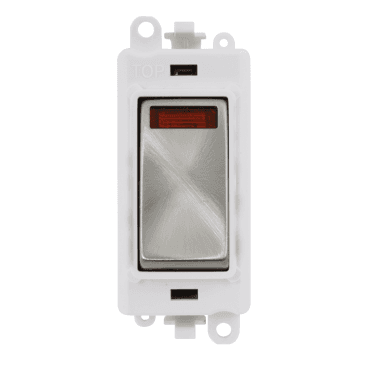 GM2018NPWSC 20A DP Switch Module with Neon and with White Insert in Satin Chrome