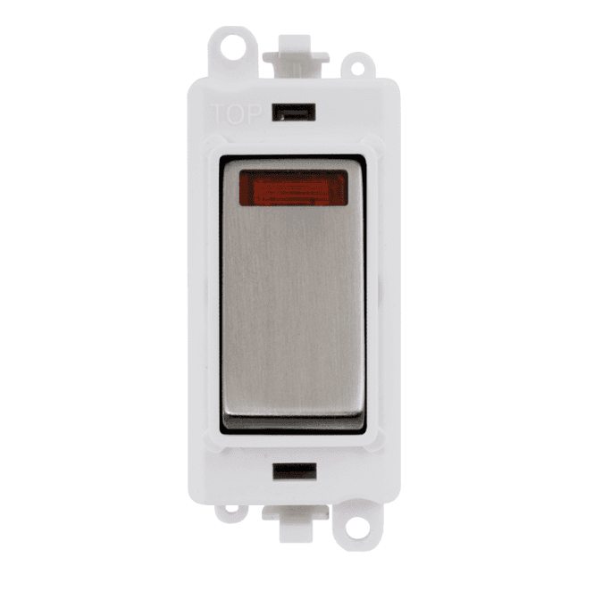 Click Switches and Sockets GM2018NPWSS 20A DP Switch Module with Neon and with White Insert in Stainless Steel