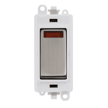 GM2018NPWSS 20A DP Switch Module with Neon and with White Insert in Stainless Steel