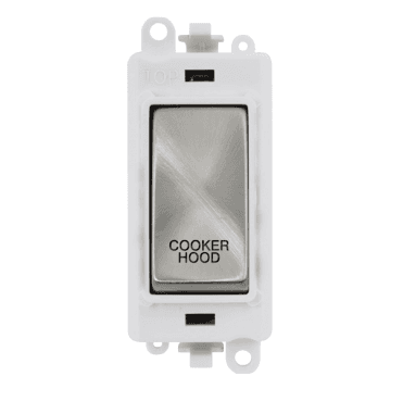 GM2018PWSC-CH 20A DP Switch Module marked "COOKER HOOD" with White Insert in Satin Chrome