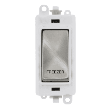 GM2018PWSC-FZ 20A DP Switch Module marked "FREEZER" with White Insert in Satin Chrome
