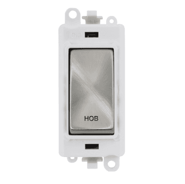GM2018PWSC-HB 20A DP Switch Module marked "HOB" with White Insert in Satin Chrome