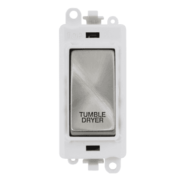 GM2018PWSC-TD 20A DP Switch Module marked "TUMBLE DRYER" with White Insert in Satin Chrome