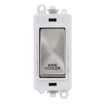 GM2018PWSC-WC 20A DP Switch Module marked "WINE COOLER" with White Insert in Satin Chrome