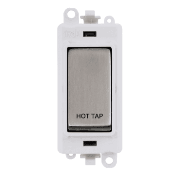 GM2018PWSS-HT 20A DP Switch Module marked "HOT TAP" with White Insert in Stainless Steel