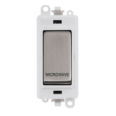 GM2018PWSS-MV 20A DP Switch Module marked "MICROWAVE" with White Insert in Stainless Steel