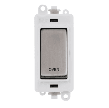 GM2018PWSS-OV 20A DP Switch Module marked "OVEN" with White Insert in Stainless Steel